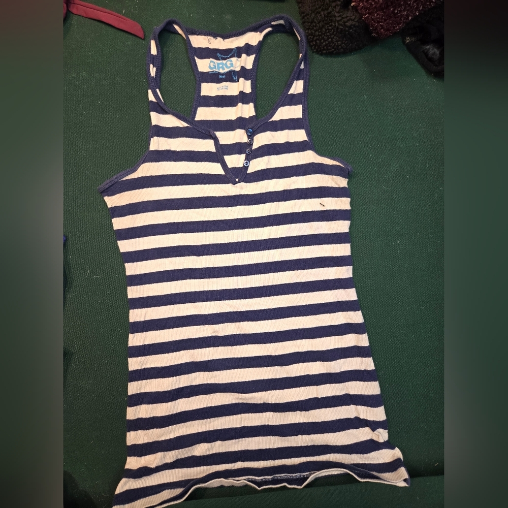 Blue and white striped Garage tank top